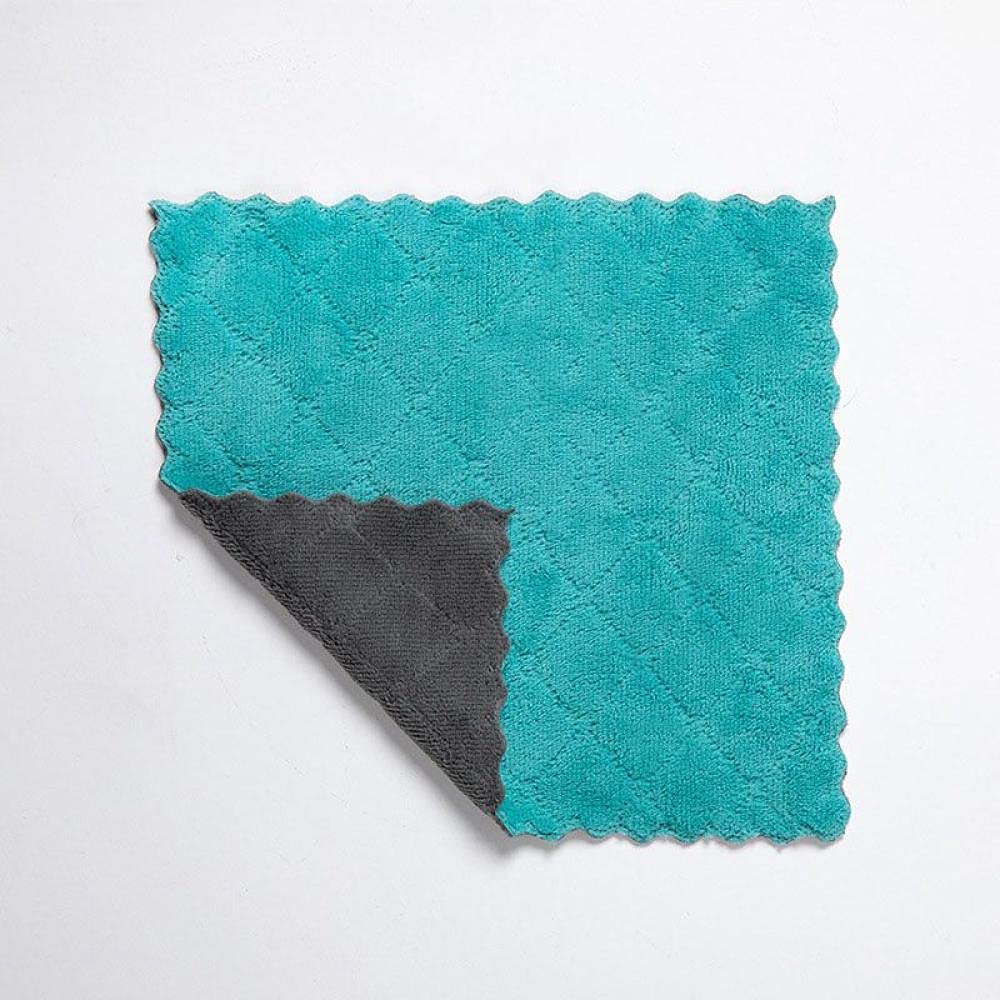RWRAPS Panno per la Pulizia Panno per la Pulizia in Velluto Corallo Multiuso Super Assorbente Forniture da Cucina in Colore Puro 25 * 25 cm Asciugamano per Pulizia strofinaccio (Ciano 3 Pezzi)