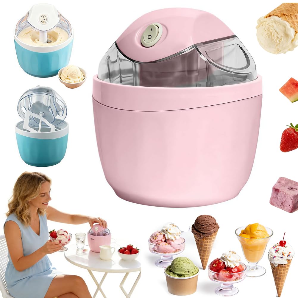 Kleine Mini-Eismaschine für Zuhause, persönliche Eismaschine – nur 15 Minuten, DIY-Mini-Eismaschine, One-Touch-Dessertmaker für eine Portion Gelato, gefrorener Joghurt für Küche, Familien-Leckereien