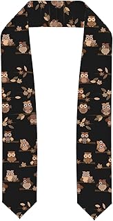 Bonita estola de graduación con estampado de búhos de dibujos animados, color marrón, chal de graduación, bufanda de honor, chal unisex para adultos