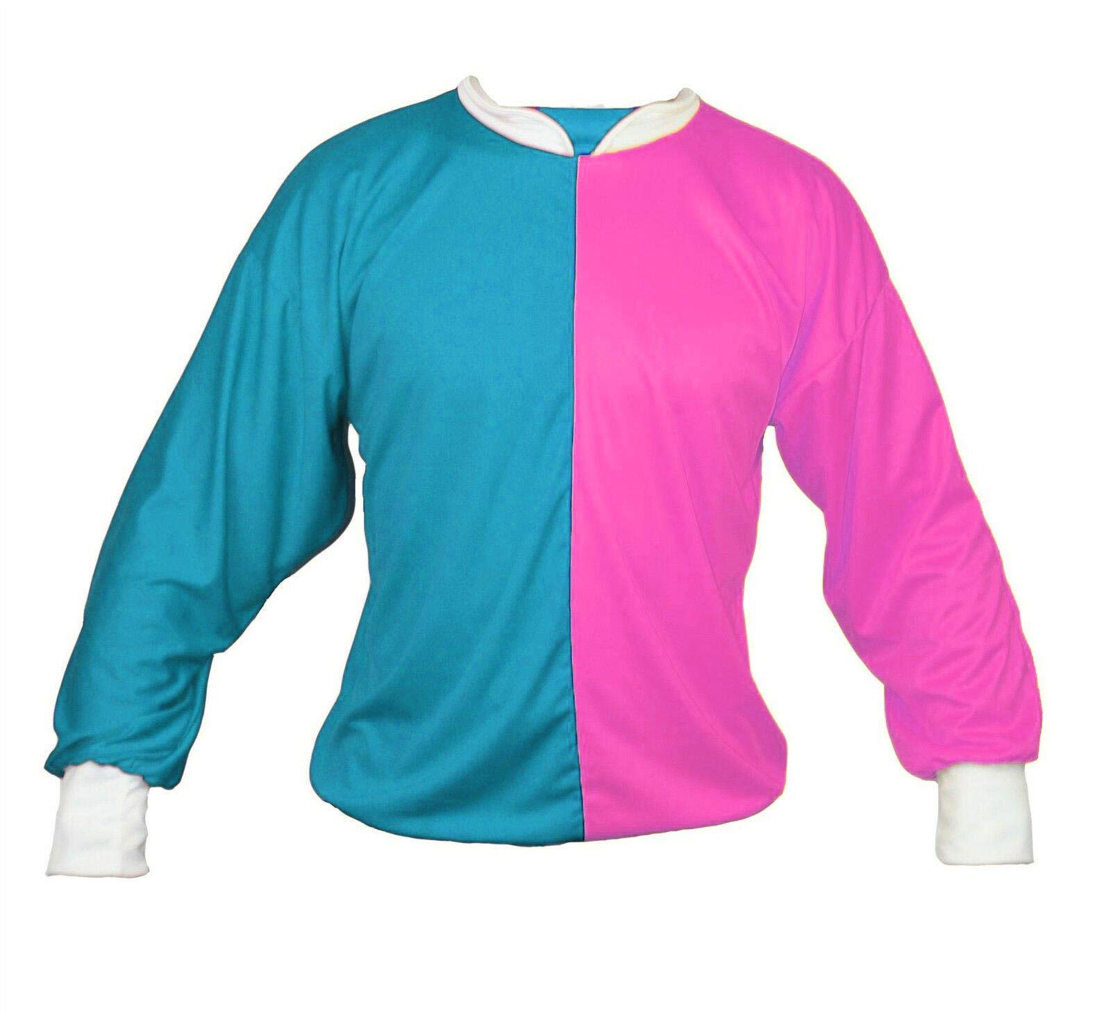 Adults Horse Racing Top Jockey Jersey Silks Colours Equestrian Cheltenham National Fancy Dress [Turqouise & Pink]