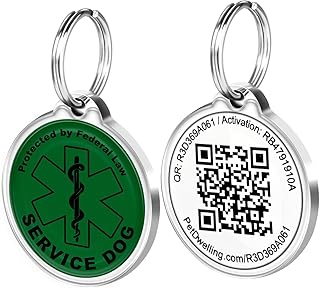 Pet Dwelling Service Dog QR Code Pet ID Tag, Medical Alert Symbol, Online Pet Profile, Scan Tag Location, Instant Email No...