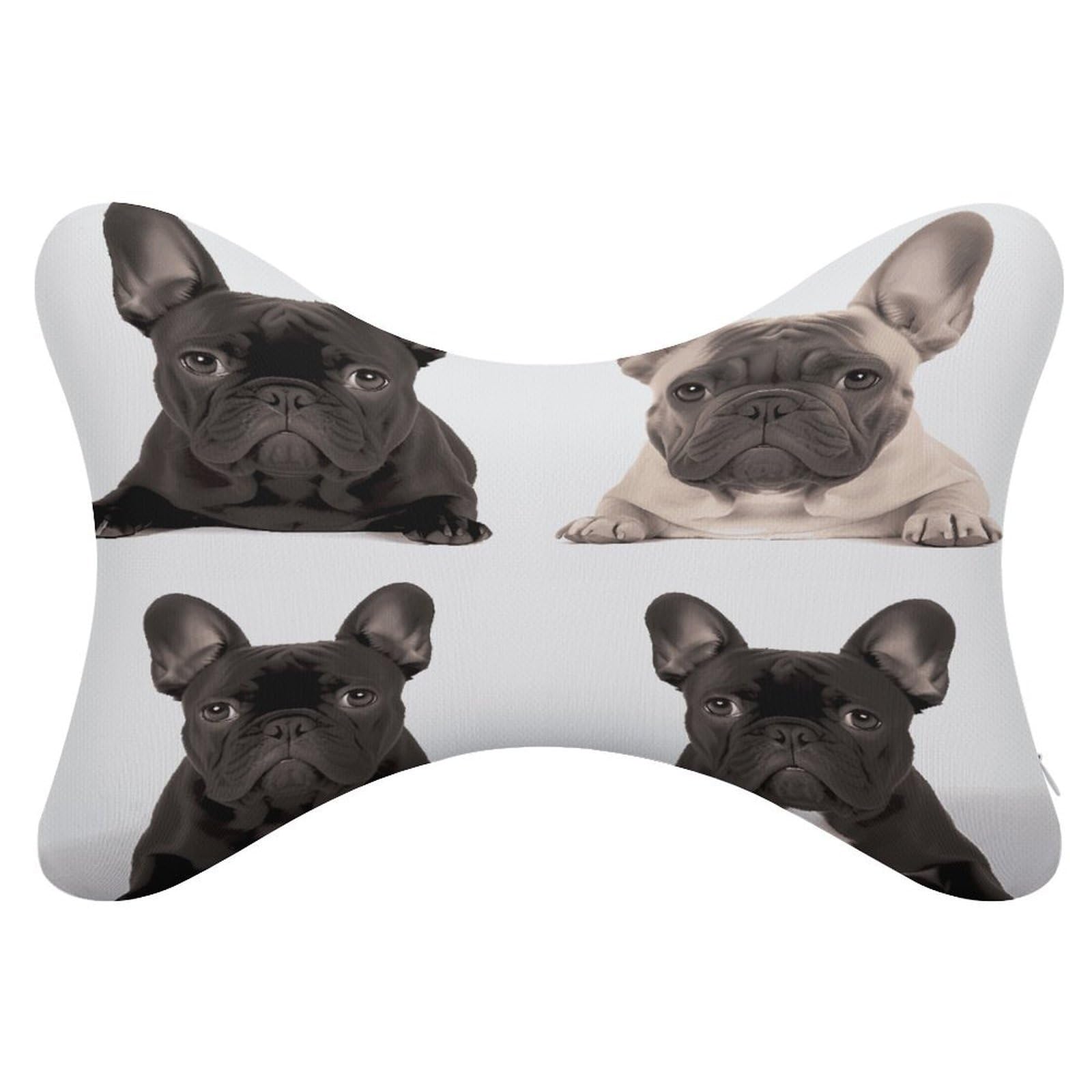 FekiLoot French Bulldog Car Headrest Set of 2,Softness Memory Foam Car Neck Pillow with Breathable Removable Cover Car Neck Support Pillow Ergonomic for Driving, Office