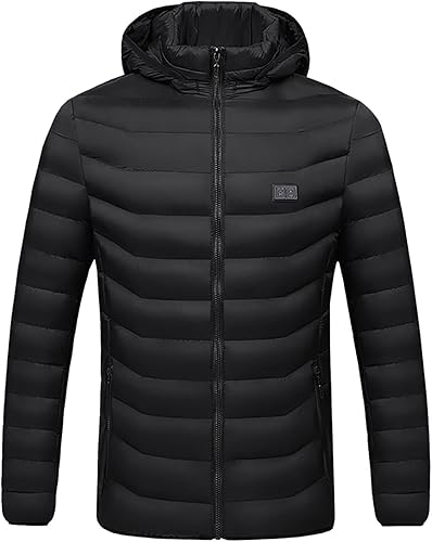 Chaqueta térmica para mujeres y hombres, chaqueta de invierno cálida a prueba de viento, chaqueta gruesa de plumón mejorada recargable por USB