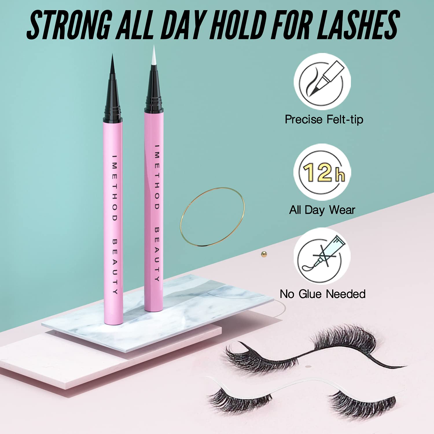 Liquid Eyeliner Pen for Eyelashes - iMethod Lash Glue Pens 2 Counts, Eyelash Glue Pens, Perfect Lashes In Seconds, Extra Strong Hold for False Eyelashes : Beauty & Personal Care