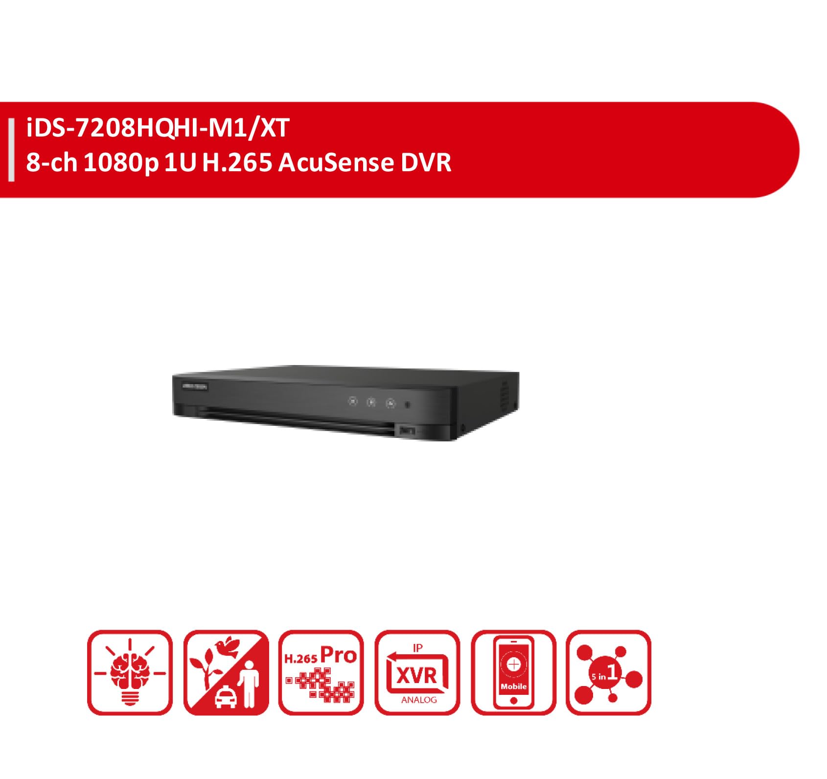 ENS-H iSD2108/12I-X1 8CH 1080p 1U H.265 AcuSense DVR Compatible with iDS-7208HQHI-M1/XT (2025)
