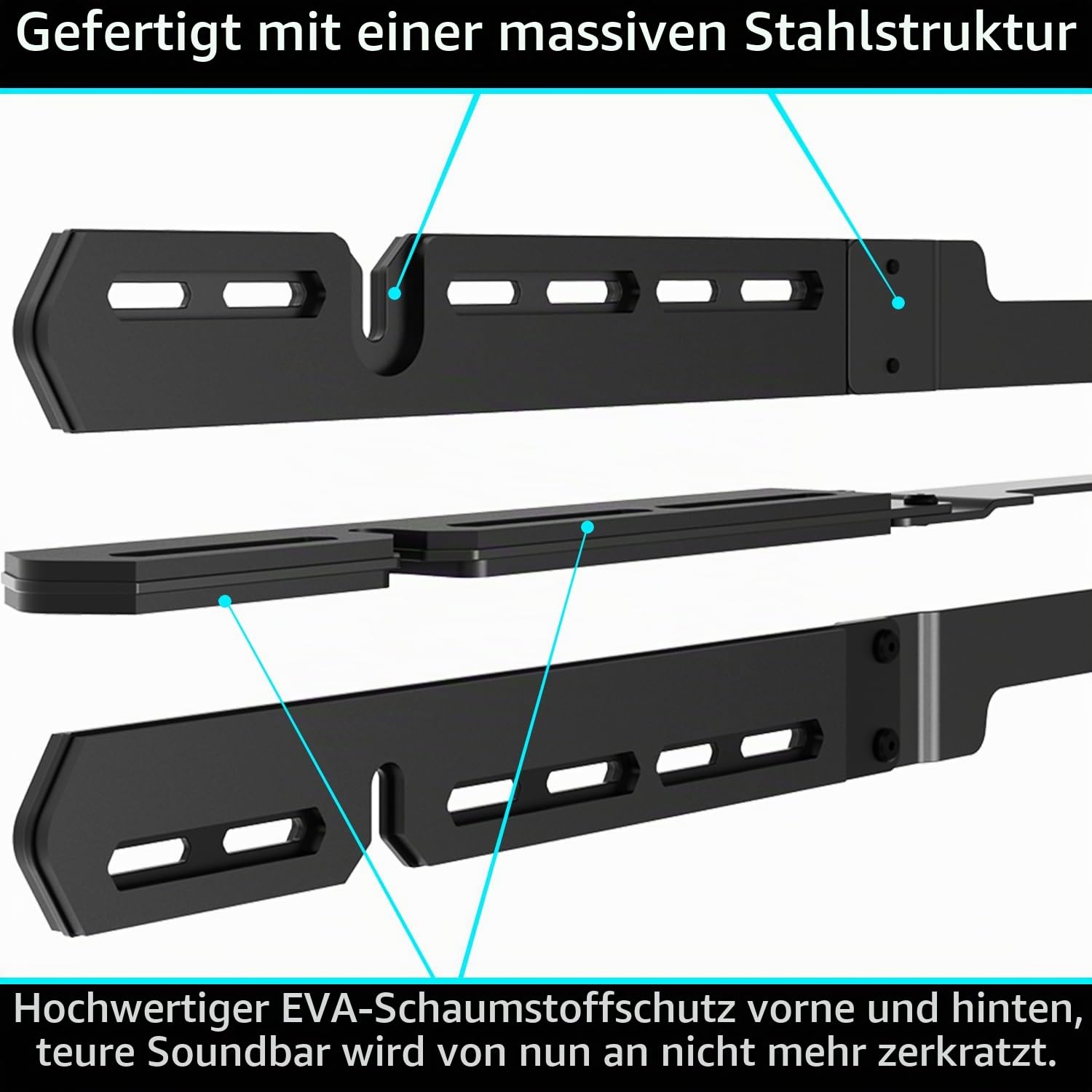 Wandhalterung für Sonos Arc Soundbar, versteckter Stil für Sonos Arc Ultra Wandhalterung, Metallhalterung mit Hardware-Kit，Schwebende Halterung unter dem Fernseher