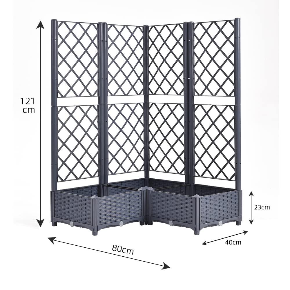 Mingone Rankgitter-Hochbeet Mit 2 Pflanzkästen – Rattan-Optik, Wasserspeichernd, Für Garten & Balkon