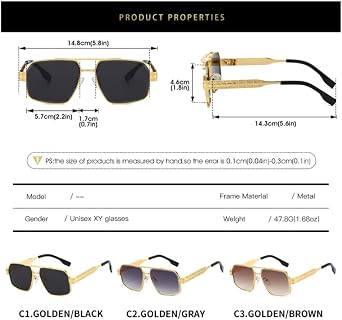 Golden Color Sunglasses Men Women Punk Street Cool Sun Shades Uv400