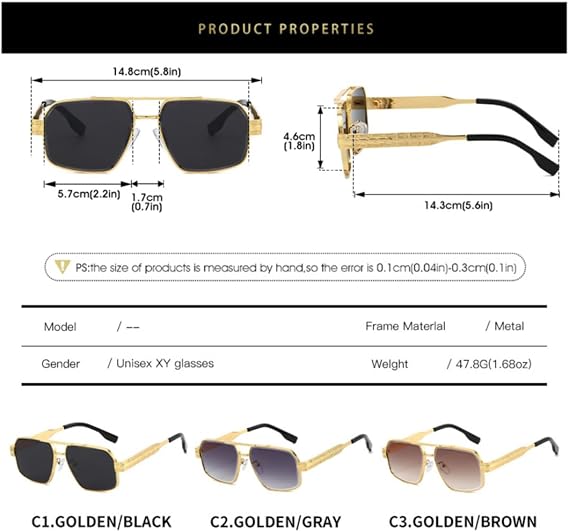 Golden Color Sunglasses Men Women Punk Street Cool Sun Shades Uv400