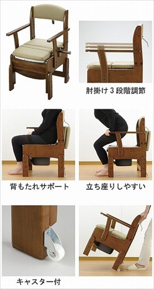 Amazon | リッチェル 木製トイレ きらく コンパクト 固定式肘掛け