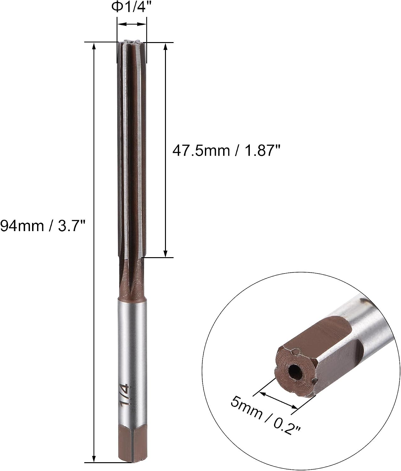 sourcing map 1/4" Hand Reamer H8 Accuracy Alloy Tool Steel 6 Flutes Straight Shank Milling Cutter Tool 2pcs - Image 3