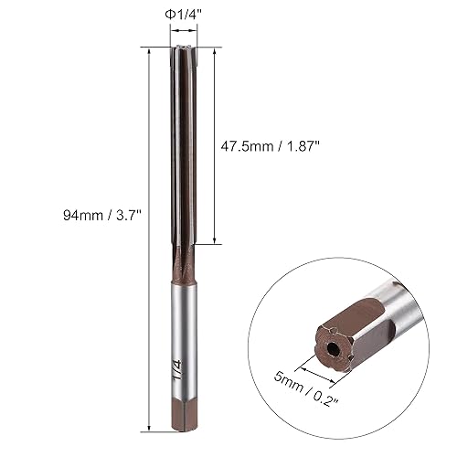 Vista 13 de uxcell 5/8 "Escariador de mano H8 Herramienta de aleación de precisión de acero 6 flautas Herramienta de fresado de vástago recto