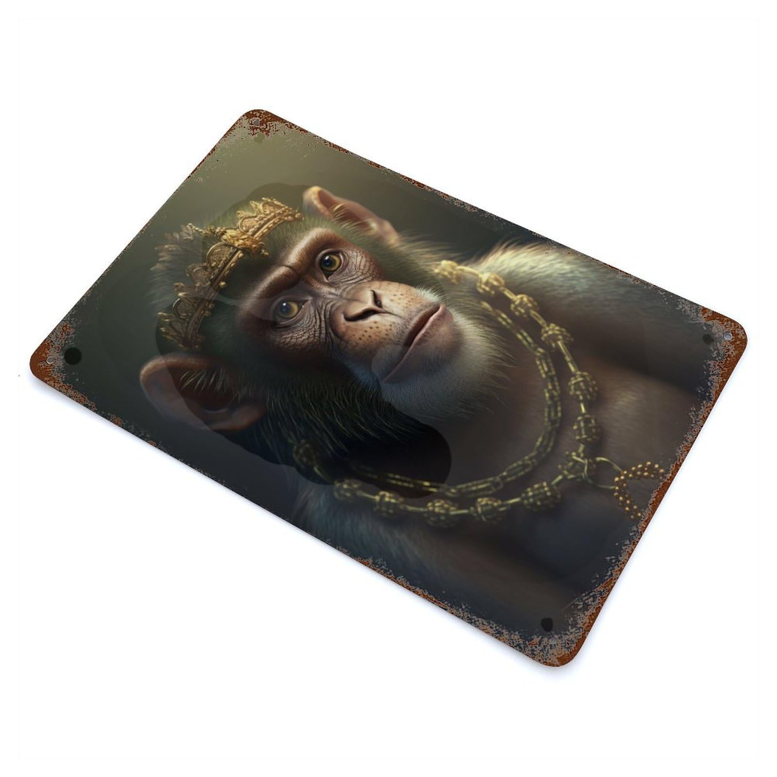 Crowned Golden Monkey Retro Metal Sign 11.8"x7.9", for Pub, Kitchen And Man Cave Decor, Industrial Home Decor