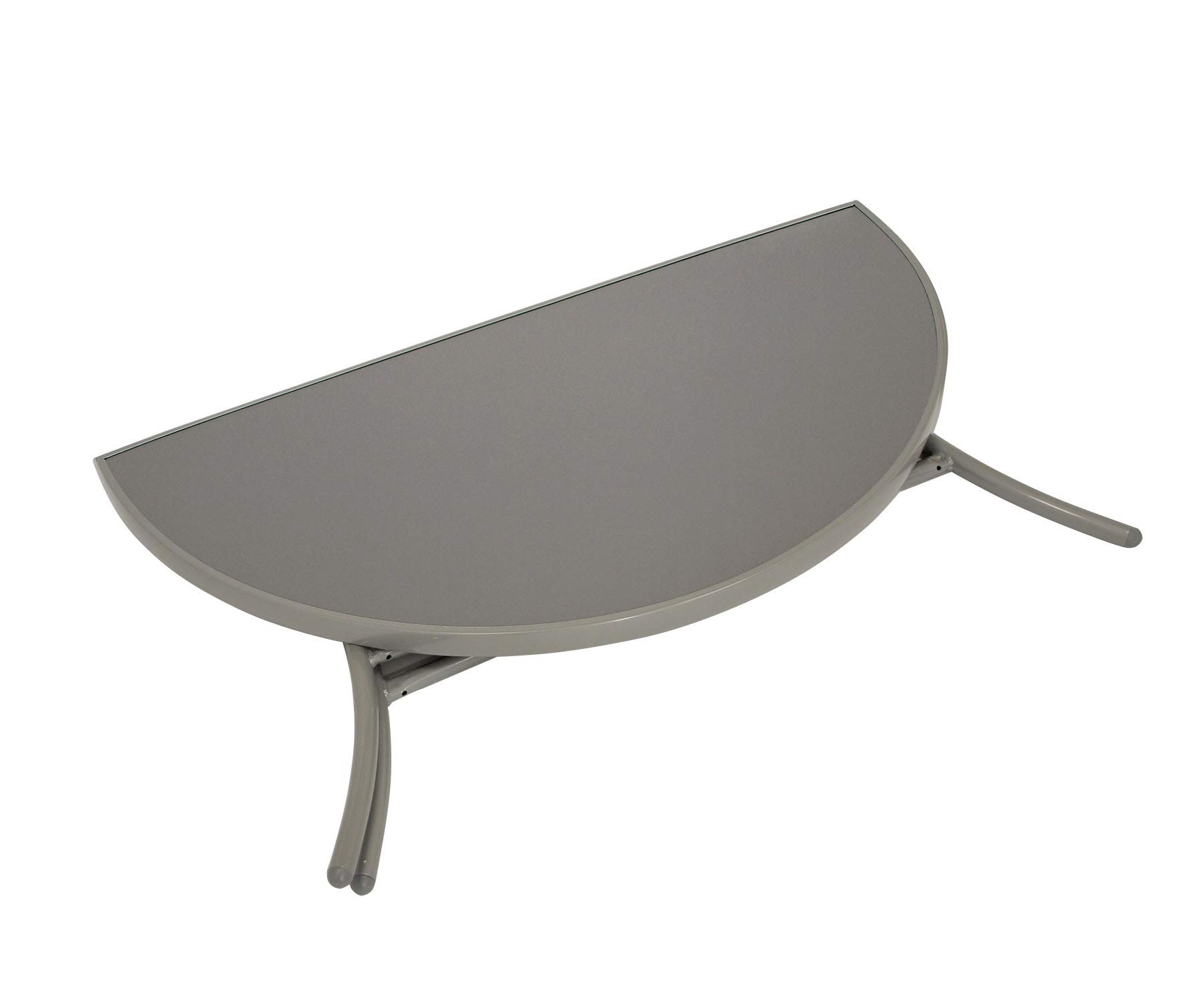 DEGAMO Wandtisch Anstelltisch Palermo halbrund 58x110cm, klappbar, Stahl silberfarben, Glas grau, Innen und Außen