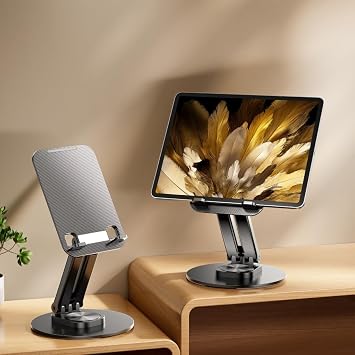 Adjustable Foldable Tablet Holder Rack 360 Rotating Base Stand for Drawing Video Conferencing Watching