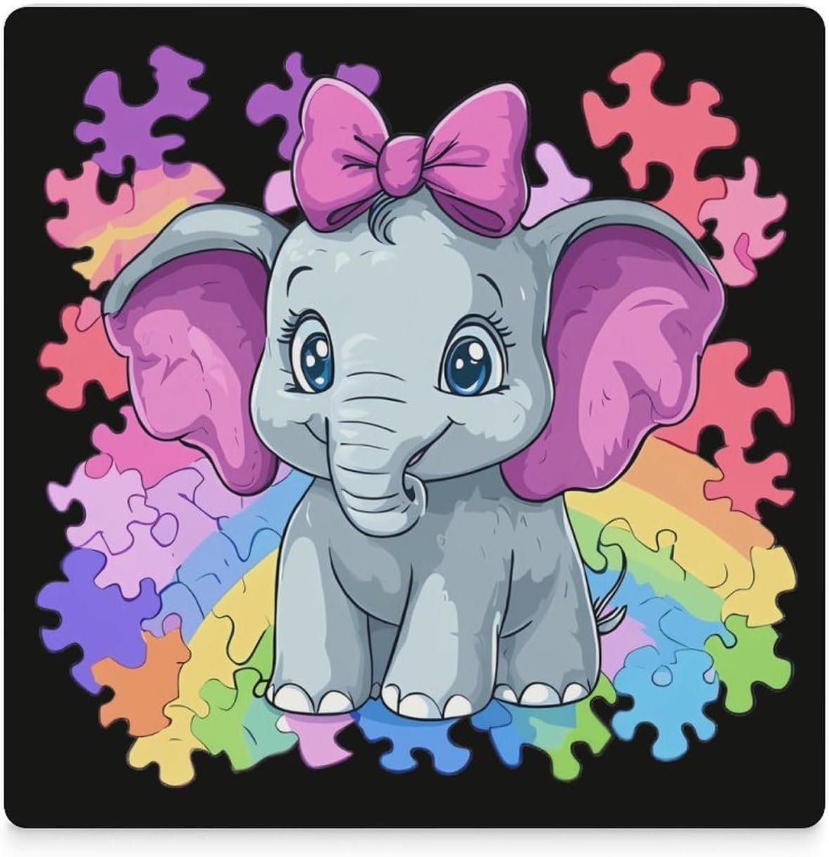 Autism Awareness Elephant Funny Ceramic Coasters for Drink Absorbent Cup Holders Tabletop Protection