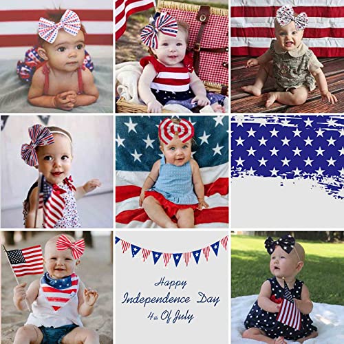 Ncmama 4Th Of July America Flag Baby Headbands Cheer Bow, Baby Girls Red White Blue Star Spangled Patriotic Hair Bow For Newborns Toddlers Small Children,3 Pcs (America Flag-B) #TOP5