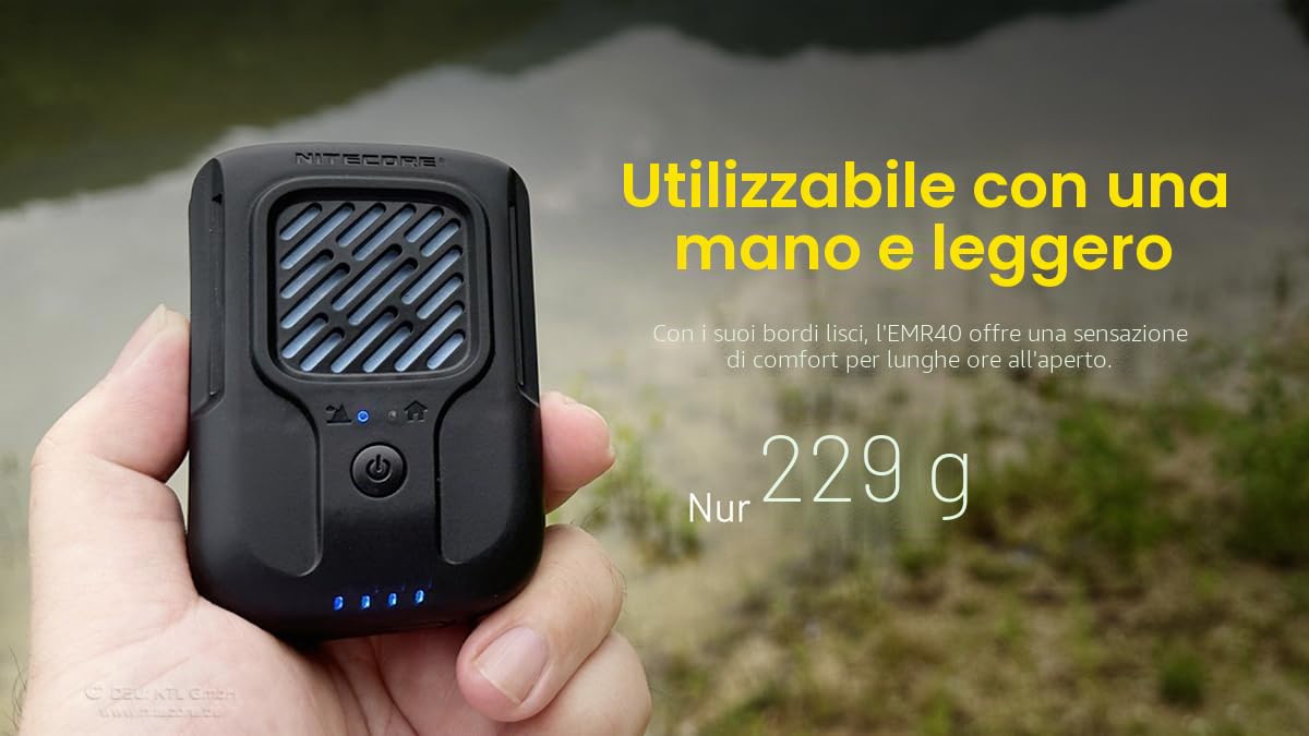 Nitecore Repellente per zanzare NC-EMR40, dispositivo anti-zanzare con batteria integrata, repellente per campeggio con piastrine, grigio