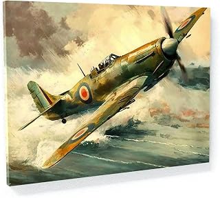 Sense Canvas Ww2 Spitfire Battle Britain 3 Canvas Art - Home Decor Wall Art Print Poster Painting Large 40x30 / 0.75"