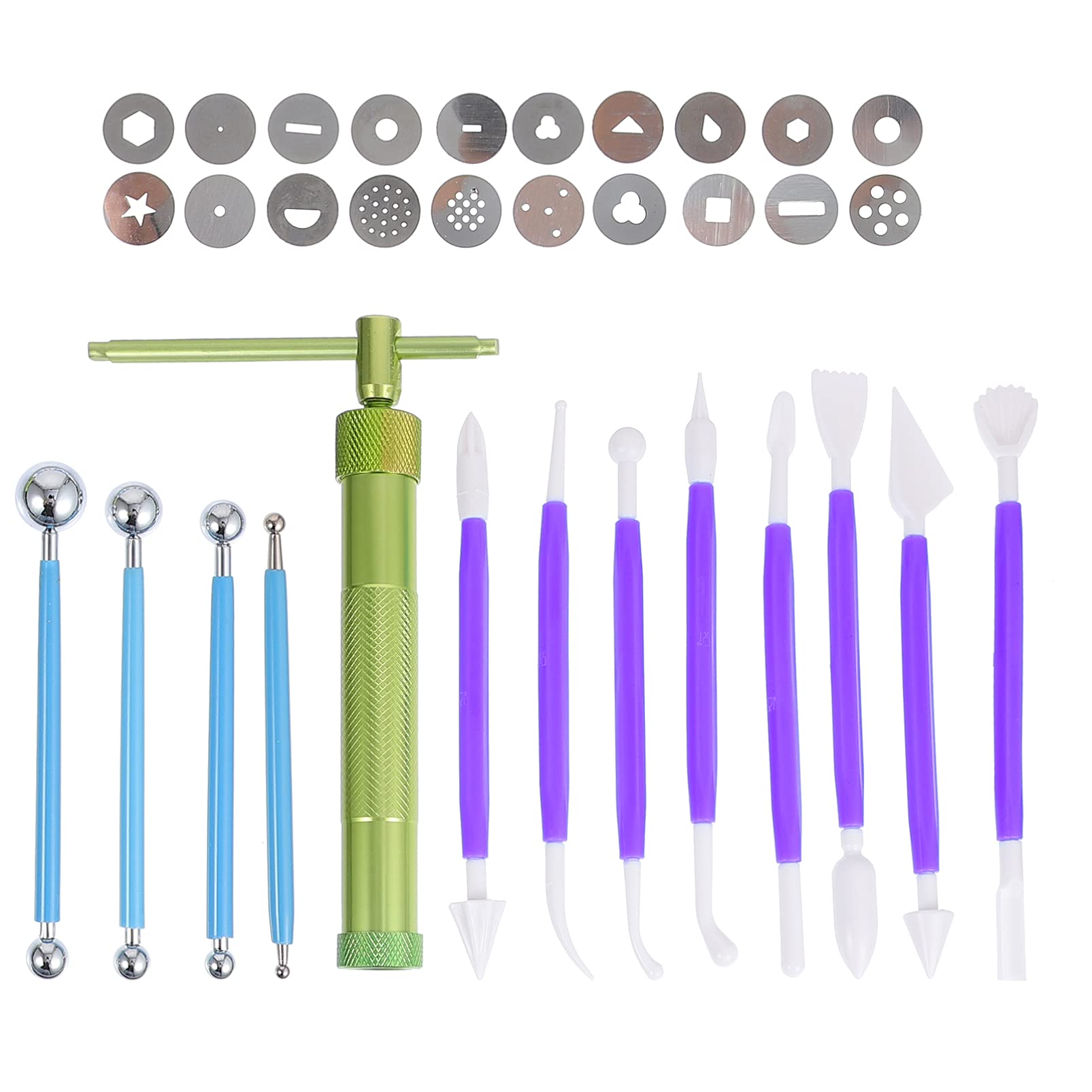 Cabilock 1 Juego 33 Piezas Conjunto De Herramientas De Fondant Herramienta De Lápiz De Puntuación Herramientas para Esculpir Pasteles Polímero Púrpura Plástico Artículos De Arte Jarabe