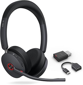 Yealink WH68 Hybrid ANC DECT&Bluetooth Wireless Headset with Adapter, 492ft Range Stereo Active Noise Cancellation Headphones for Teams,Zoom,UCwith 6X Mic
