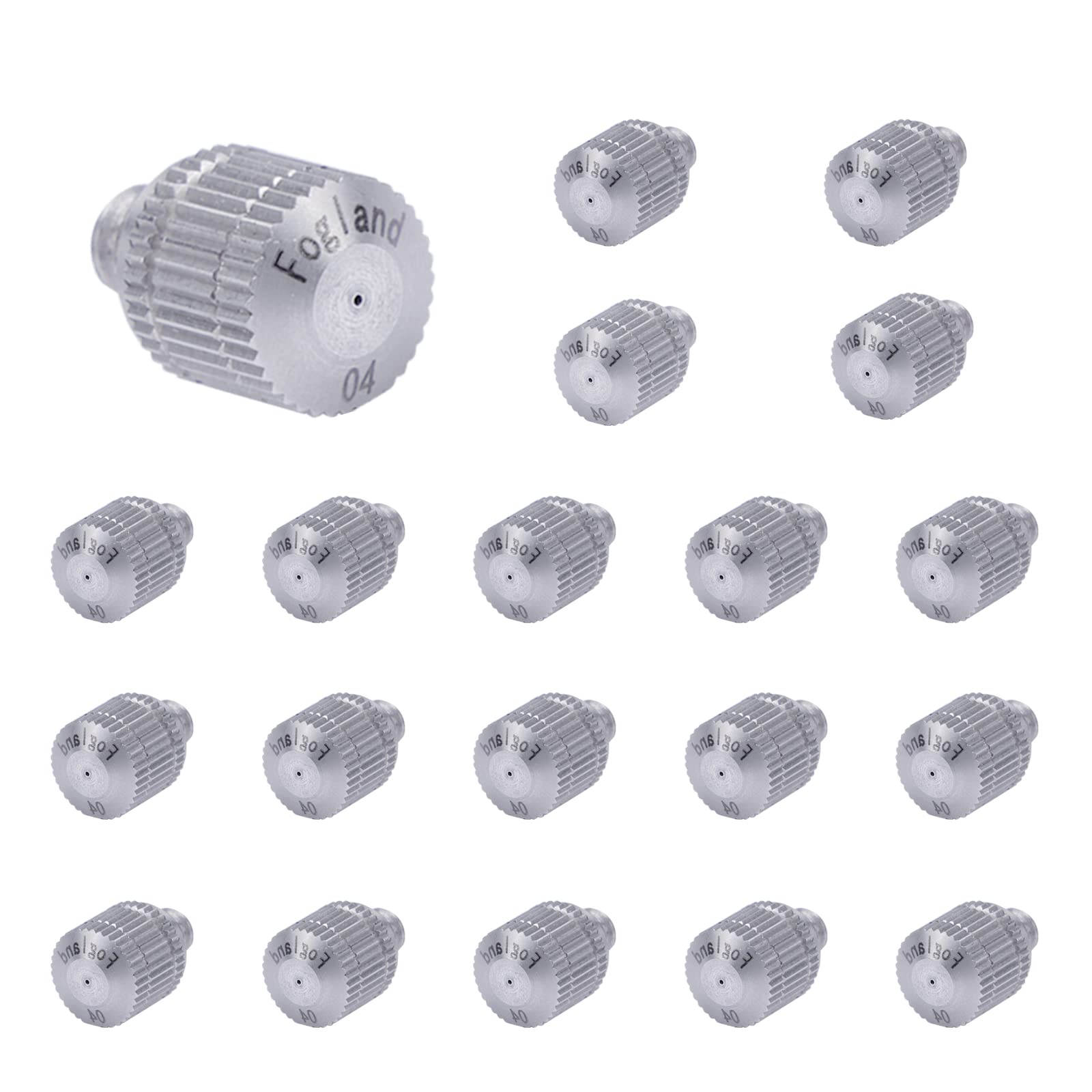 Fogland Ugelli di nebulizzazione per sistema di raffreddamento: 20 ugelli di nebulizzazione in acciaio inox pulibili, 0 cm di orifizio 10/24 UNC per patio giardino trampolino