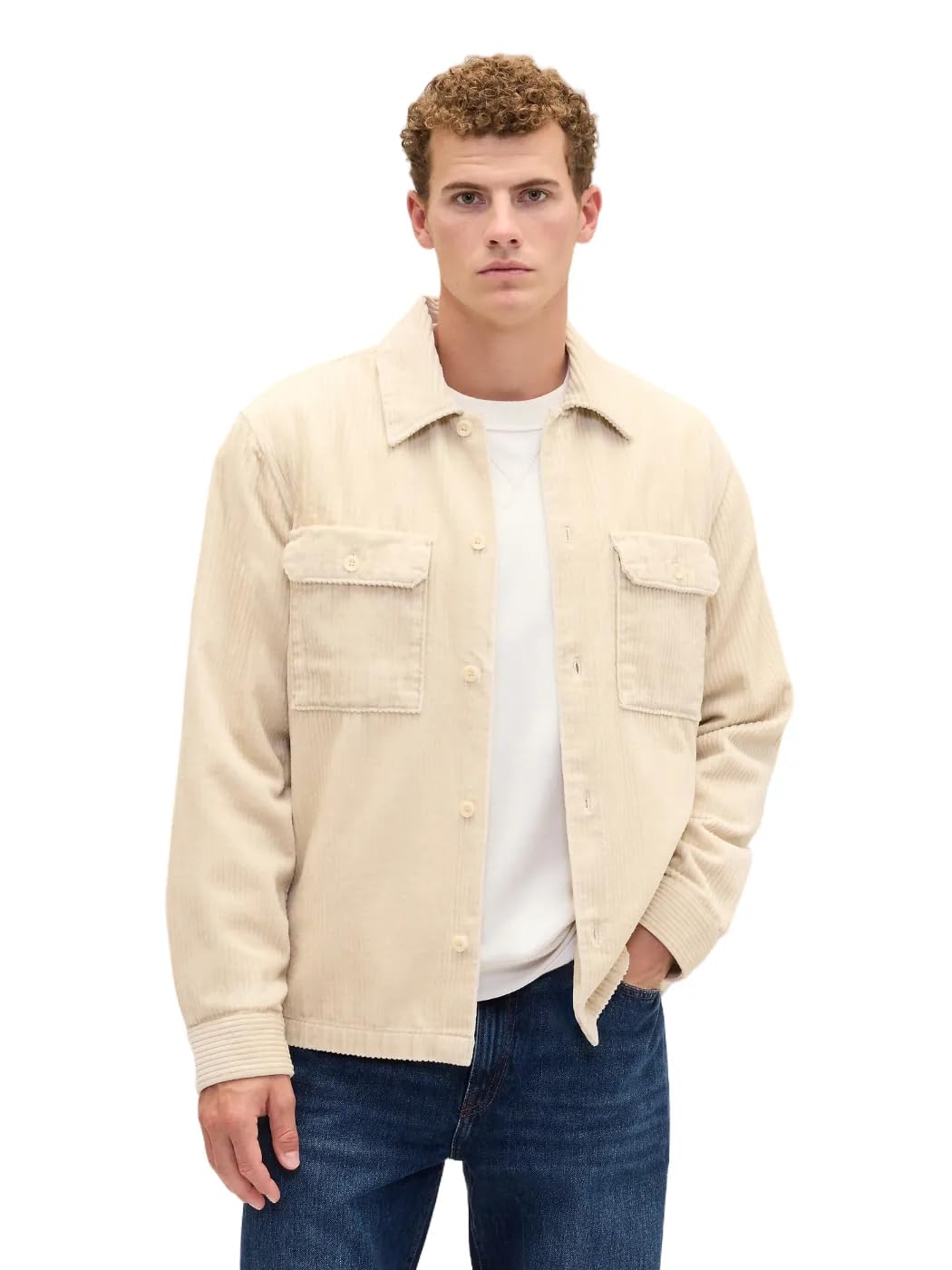 

                                                    GAP Mens Cord Overshirt Anchorage Cream XL