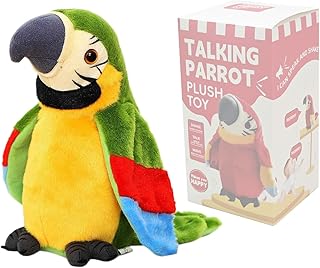 Cutiest Talking Parrot Toy Mimicry Pet Speaking Plush Toy Repeat What You Say Waving Wings Electronic Record Bird Toy Stuffed Animal Interactive Sensory Educational Toy Birthday Xmas Gift