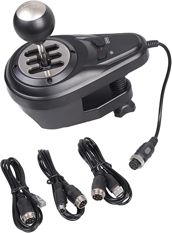 GKYQVE 3 6+1 Gear Box Shifter & Handbrake Combo, Direct Sequential Mode, Reverse Gear, Metal Design, Easy-Clamp for Simsulators Tool Easy Installation Shifter