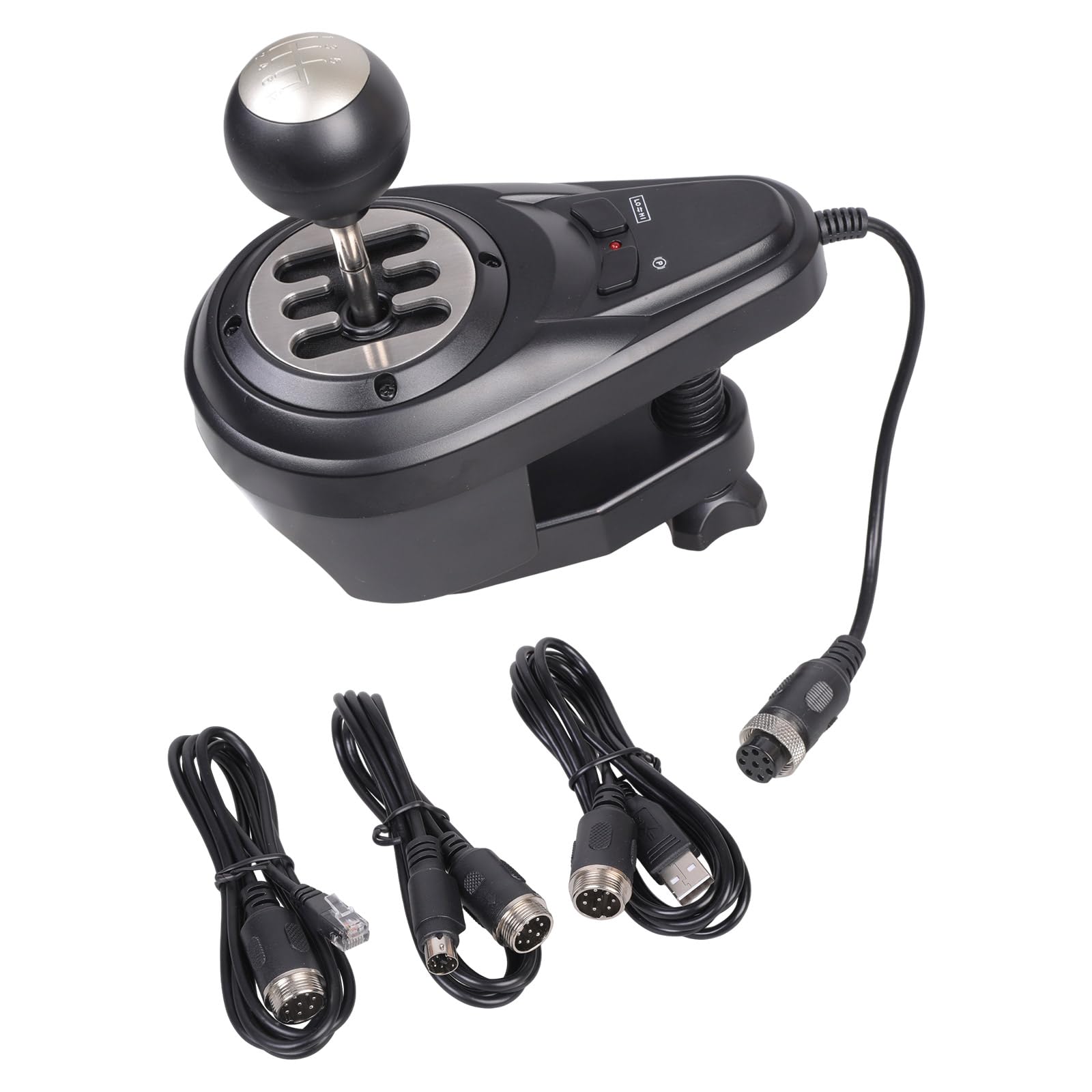 Plugs Play Palanca de cambios de 6+1 velocidades con función de freno de mano Modo de marcha atrás Abrazadera ajustable para simuladores de carreras de Caja de cambios Palanca de cambios