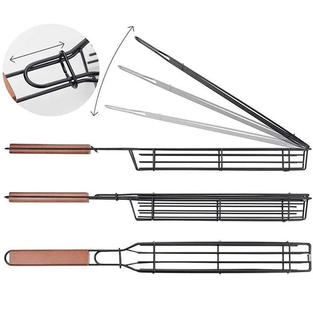 Betos 6pcs Kebab parrilla cesta de la parrilla, 48 x 6 cm barbacoa parrilla cesta Kabob cesta de la parrilla de la salchicha con la manija Kabob cestas para barbacoa, pescado parrilla, camarones