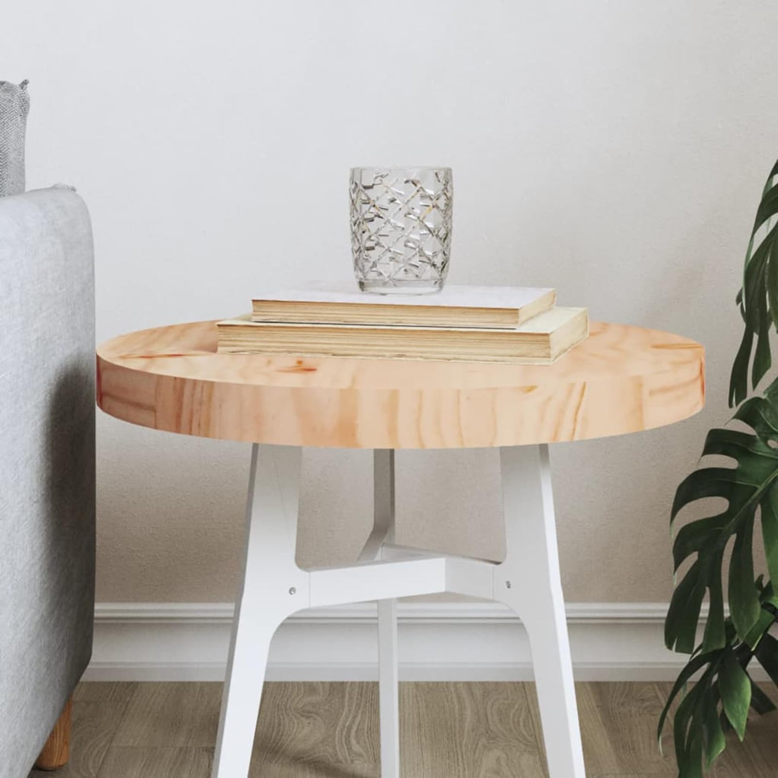 Tablero de Mesa Redondo Madera tableros de Madera tablones de Madera Exterior Maciza de Pino Ø40x3 cm