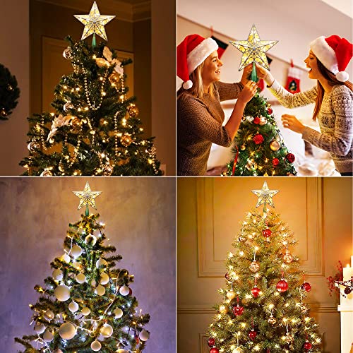 Odeetronic Star Christmas Tree Topper, 9In Ul Listed 3D Star Tree Topper Lights, Double Sided Christmas Tree-Top With 10 Count Incandescent Warm White Lights For Xmas Tree New Year Home Decor, Silver #TOP5