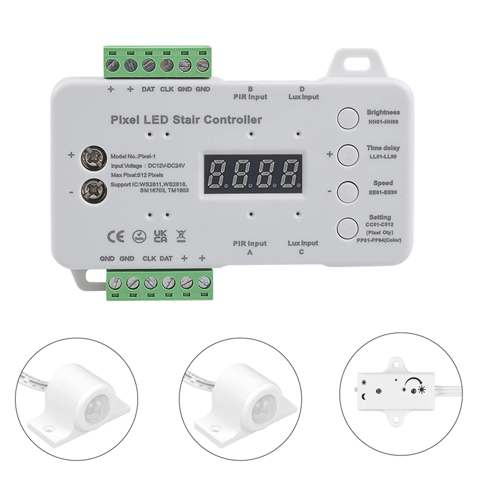 RGB LED-Treppenstufenbeleuchtung PIR Bewegungsmelder Treppenlicht-Controller & 5M LED-Streifen (1 Stück Controller + 5M LED-Streifen)