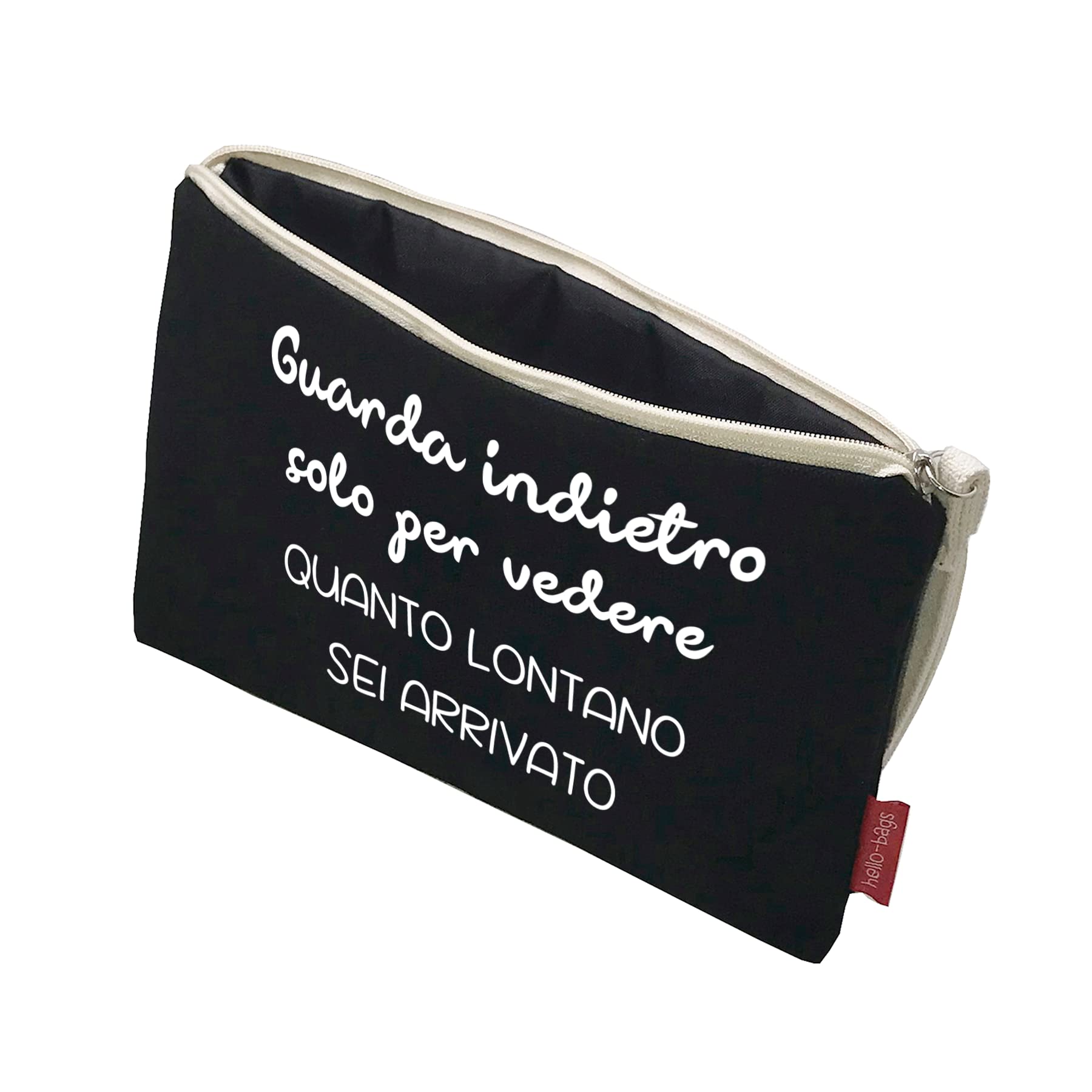 Necessaire In Cotone Écru/Nero 23x15.5cm - Con Cerniera E Busta Regalo, Modello CREDIINTE - Foto 7