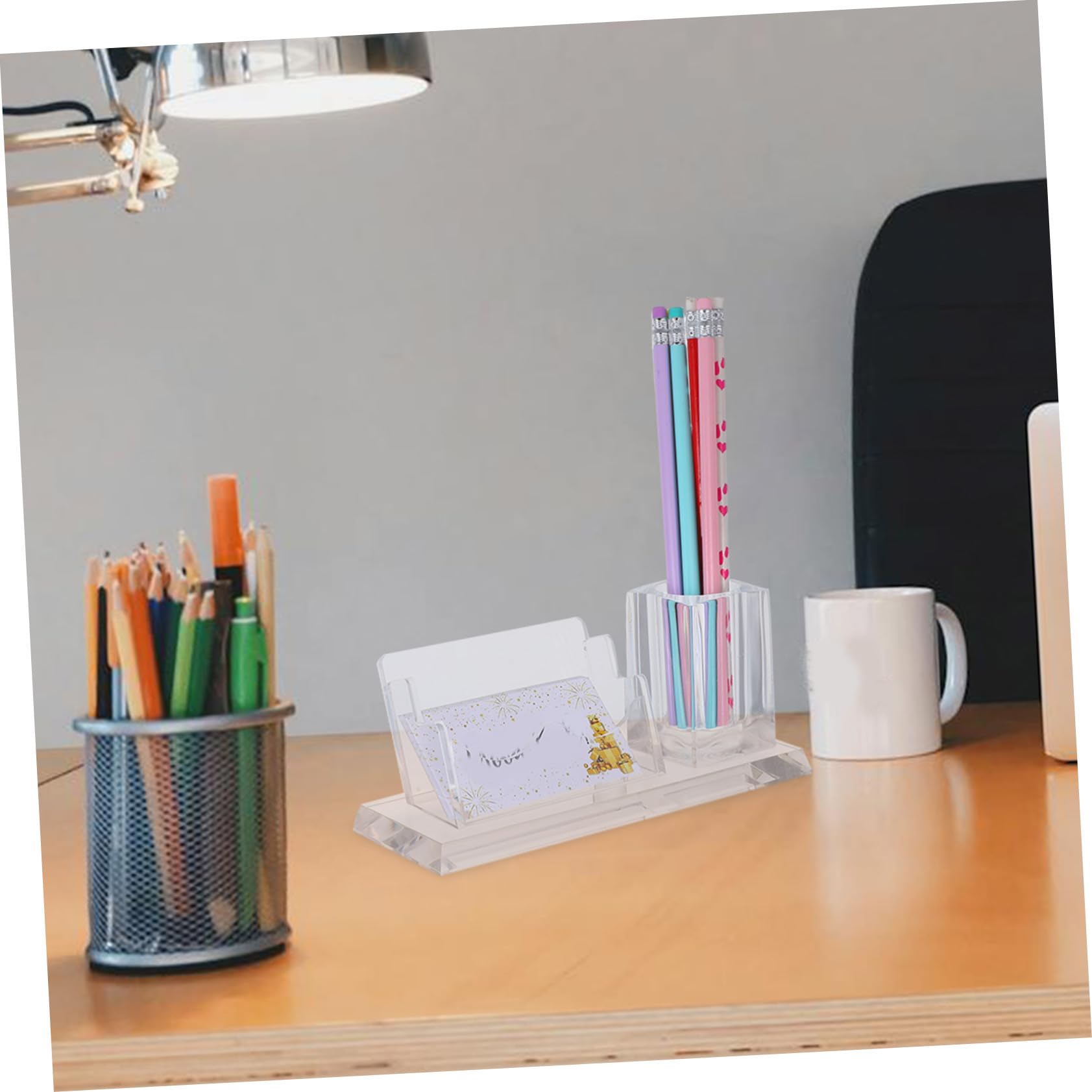 Tarjetero Vertical Acrílico para Tarjetas de Visita de Mesa | Visualización de Tarjetas, Soporte Minimalista para Escritorio, Bordes Suaves y Uso Sencillo