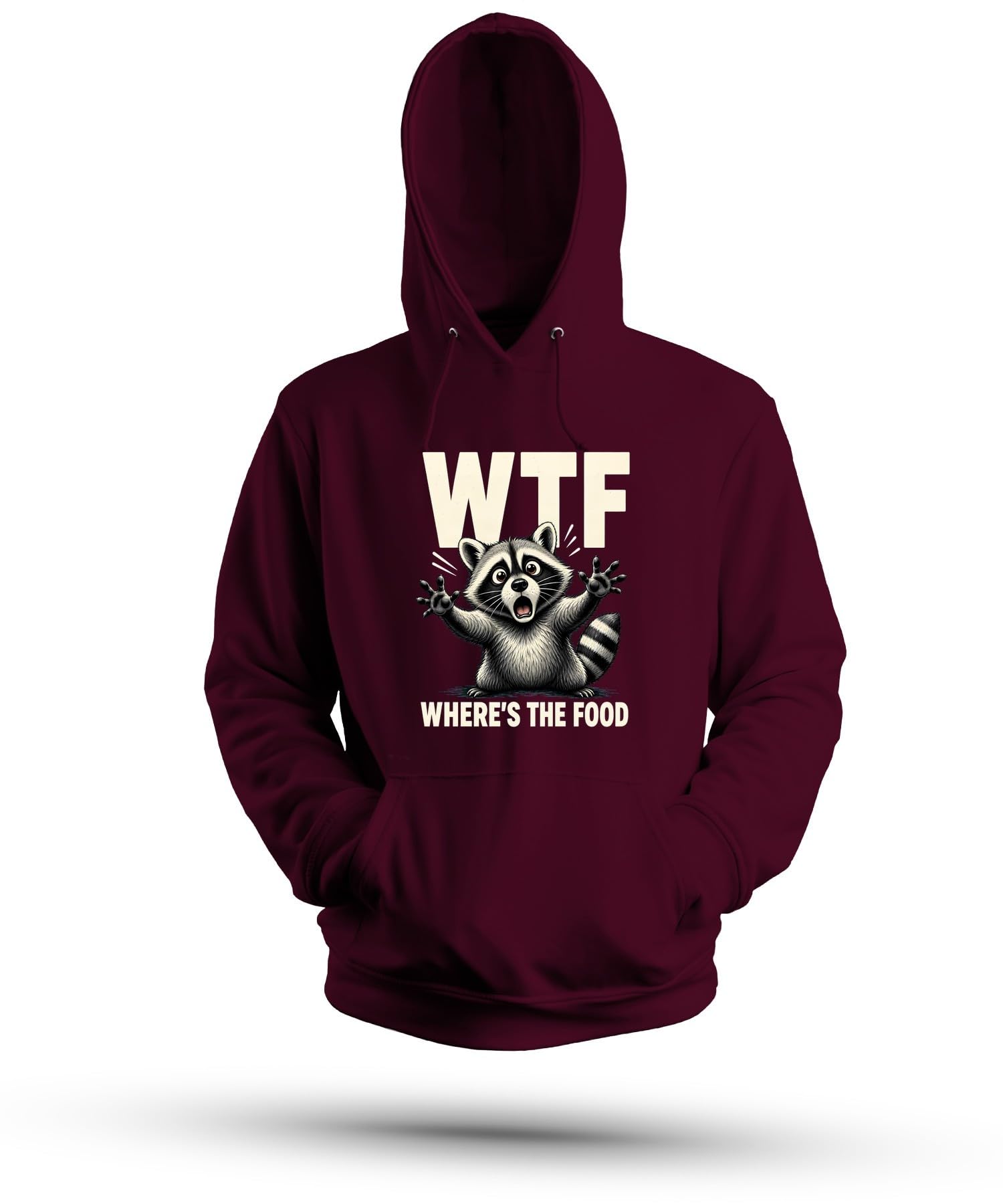 WTF Where's The Food Funny Statement bluza z kapturem | Sarkazm Trash Panda Śmieszne powiedzenie Humorystyczne Zwierzę leśne Śliczna panda Śmieci Impreza Przekąska Komiks Dzikie