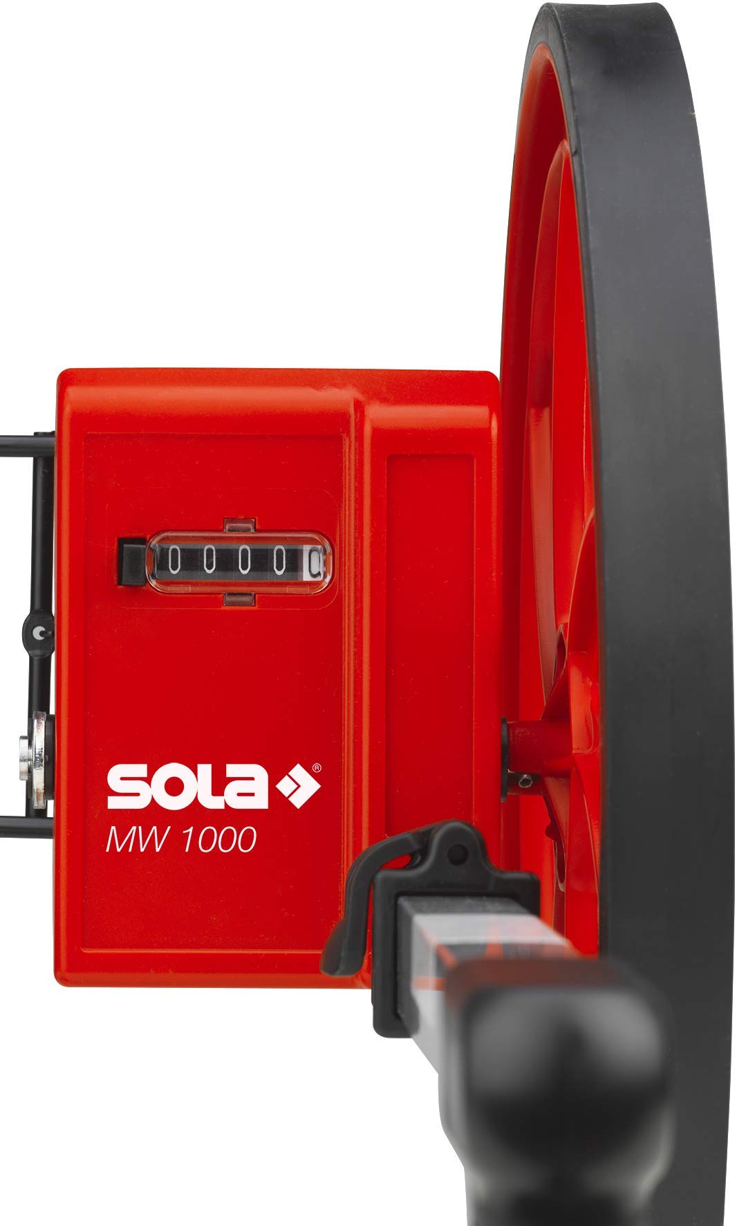 SOLA MW 1000 Messrad I Profi Meterzähler für exakte Vermessung bis 9.999,9 m I Laufrad mit einer Messtoleranz von ±3.00 mm I Rolltacho mit extra starkem Pistolengriff I Rollrad mit Seitenständer