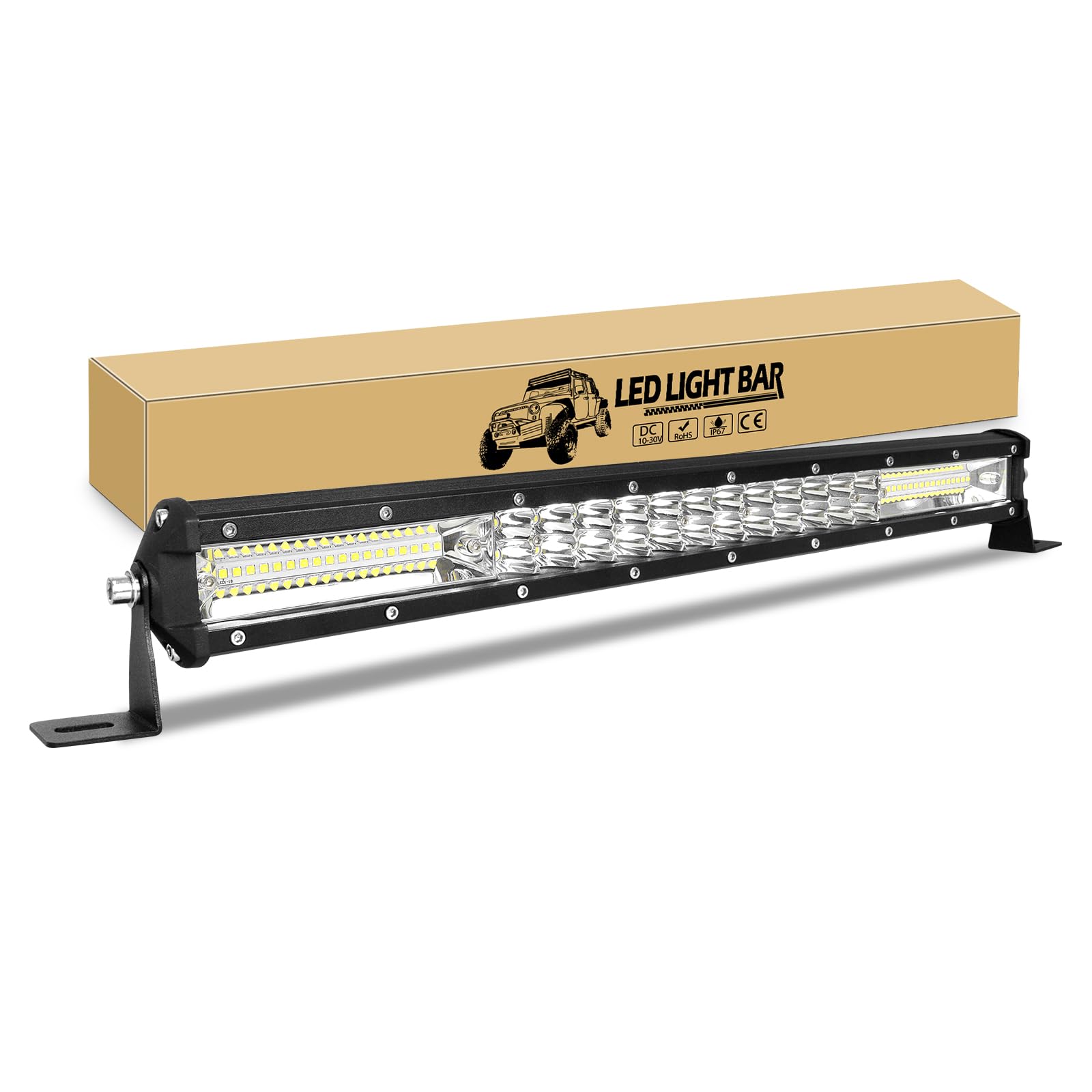 RIGIDON Barra LED Fuoristrada 61cm 24 pollici 180W Barra Luce Led, 12V 24V Fari di Profondità Spot Faretto Fendinebbia Faro da Lavoro Luminosa per Auto Camion Trattore 4x4 SUV ATV UTV Veicoli