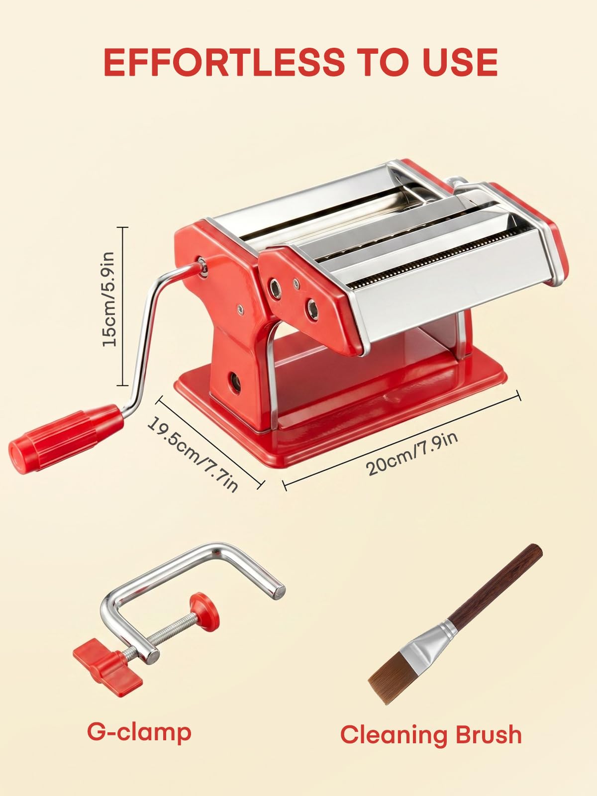 FOHERE Macchina per la Pasta Manuale,regolazione dello spessore a 7 livelli