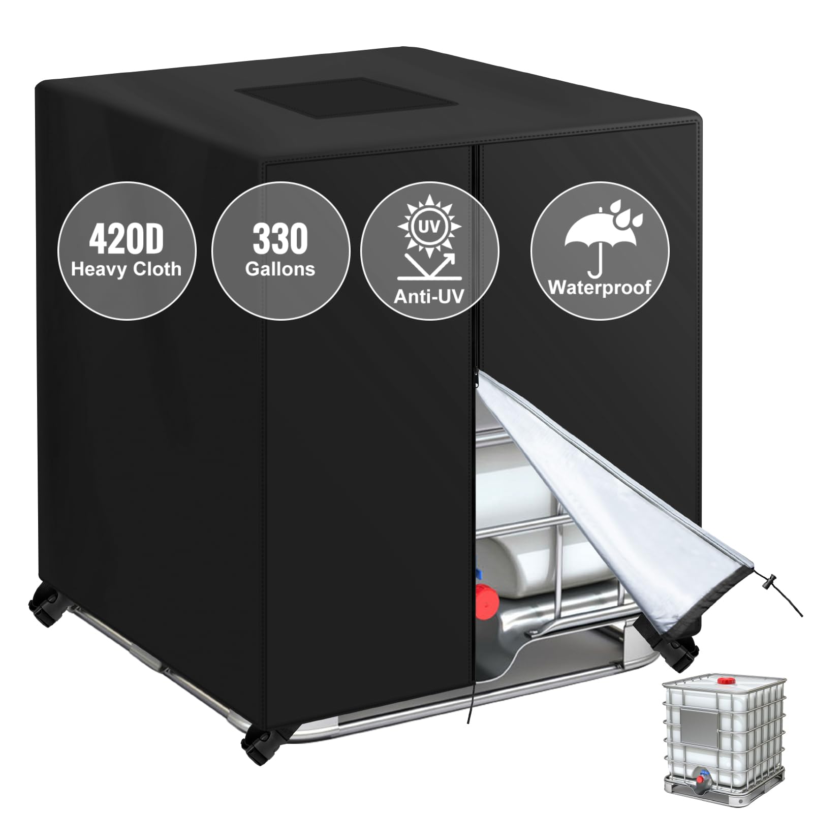 Copertura Per Serbatoio Dell'acqua, Copertura Per Serbatoio IBC Per Serbatoio 1000l Coperchio Protettivo Contenitore Serbatoio Acqua Antipolvere Anti Uv Antipioggia 120x100x116 Cm Verde 62097855