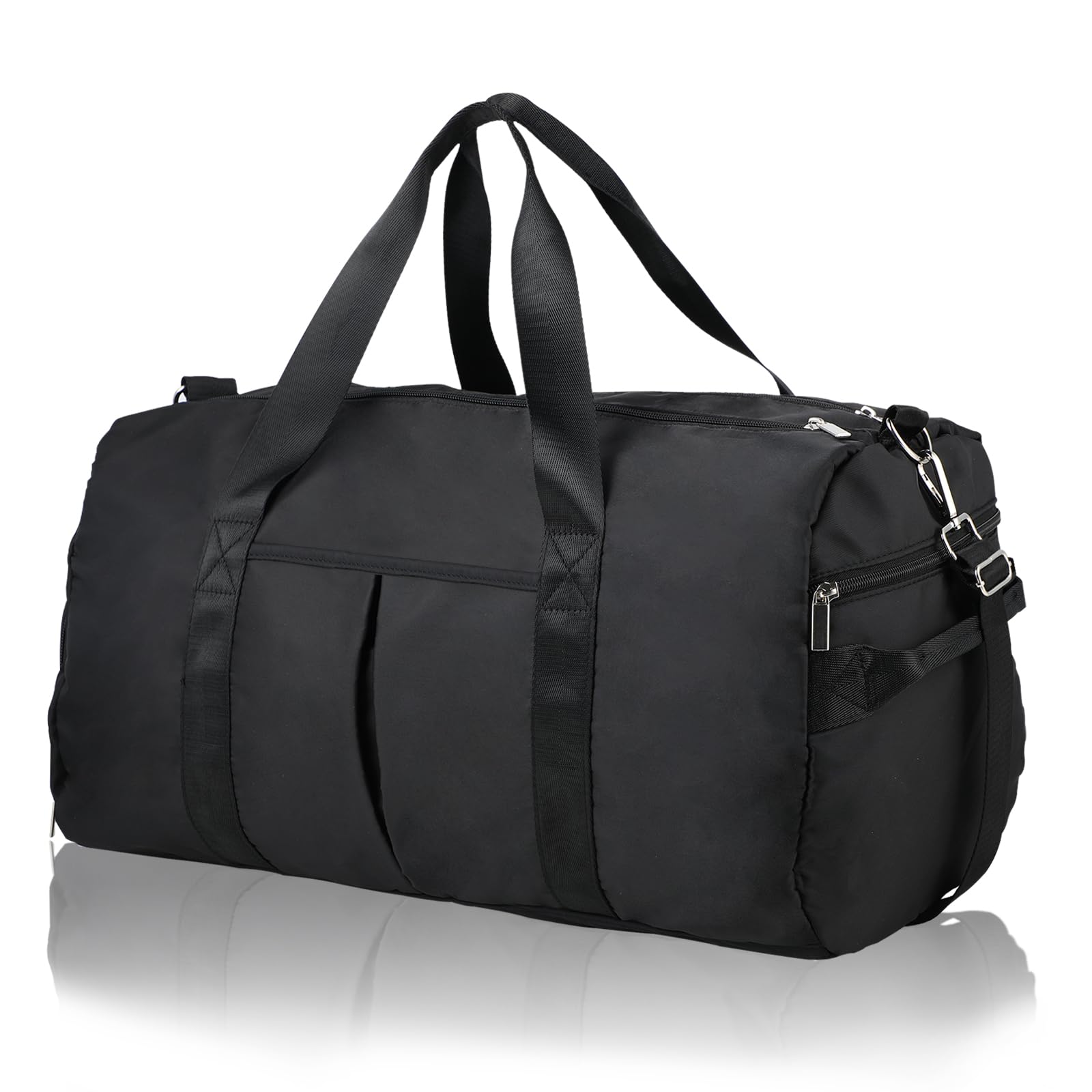 DAYGOS Gym Sports Duffle Bag for Men - Waterproof Travel Duffel Holdall Bag with Wet Pocket and Shoes Compartment, 40L Carry on Overnight Weekend for Women(Black)