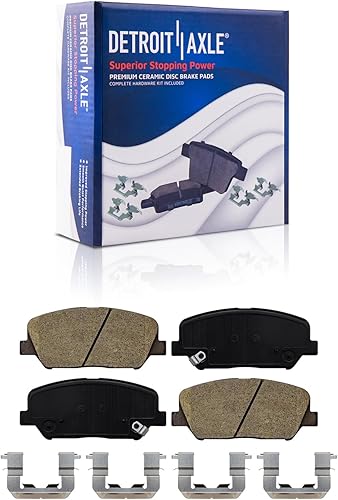 Detroit Axle - Pastillas de freno delanteras de cerámica con conjunto de accesorios de repuesto para modelos Kia Forte Koup Forte5 SX