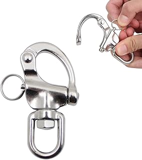 Stainless Steel Snap Shackle Swivel Snap Shackle Sailing Shackle Bail Rigging 316 Stainless Steel Spring Snap Hook Buckle Eye Shackle for Sailboat Yacht Spinnaker Halyard Hardware Accessories