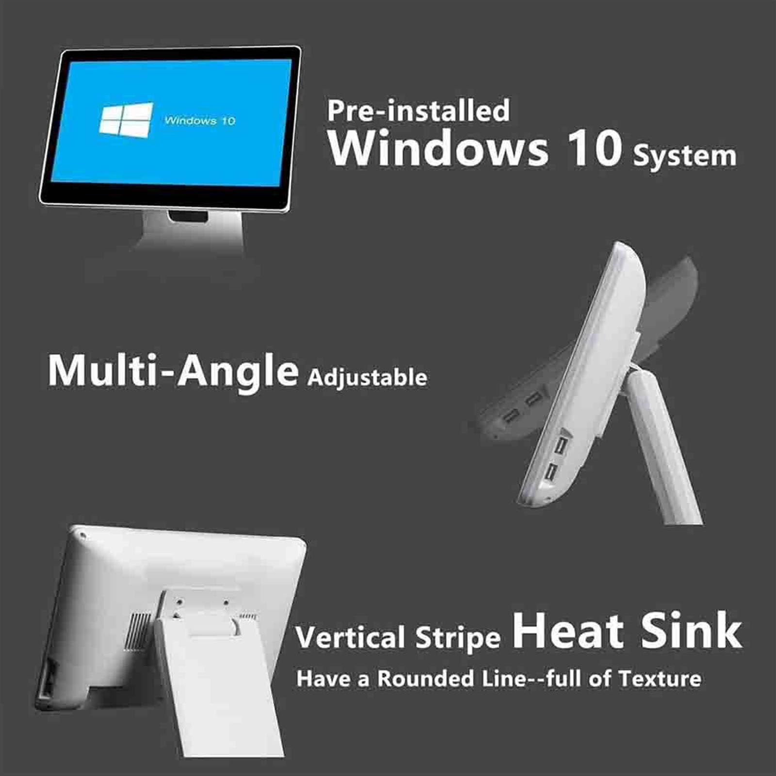 Écran Tactile POS De 15,6", Système De Point De Vente Pour Les Petites Entreprises, Moniteur Multi-contact, Processeur N2930, 4 Go De RAM, 64 Go SSD, Windows 10, Pour Bureau, Restaurant