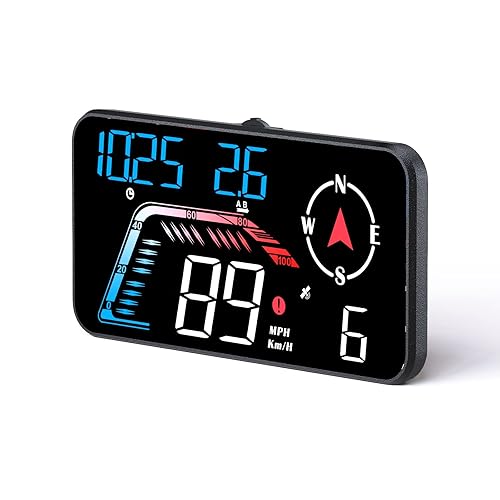 Pantalla frontal para autos G12, velocímetro GPS MPH con alarma de sobrevelocidad, alarma de conducción de fatiga, USB Plug and Play, pantalla