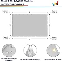 Vista 4 de Windscreen4less Vela de Sombra Solar Impermeable de 10' x 24' con Borde Recto, Toldo Cobertura para Exteriores, Bloqueo UV para Césped, Patio