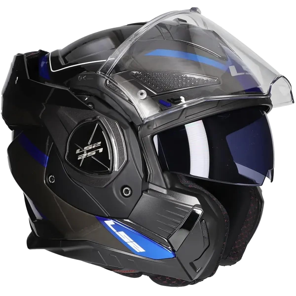 LS2, Casco Moto Modulare ADVANT X SPECTRUM Black Titanium Blue, S