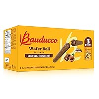 Vista 8 de Bauducco Rollos de oblea, chocolate y avellana, 14.1 onzas (paquete de 1) – Galletas rellenas de crema crujiente – Palitos de oblea enrollados