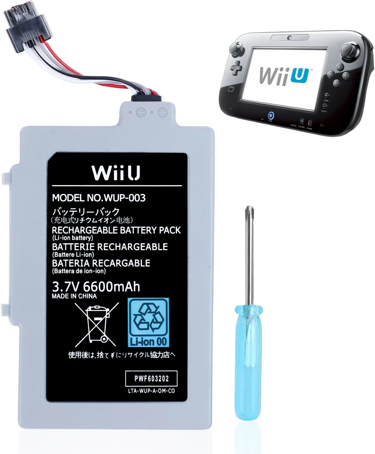 UCEC 6600mAh Wii U Gamepad Battery Replacement Rechargeable Battery Pack Wii Accessories for Nintendo Wii U Gamepad WUP-010, WUP-012